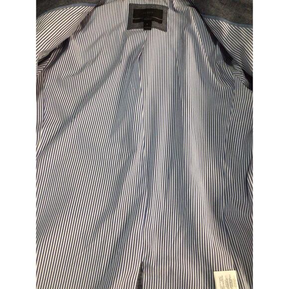 J. Crew Regent Blazer in Chambray w/Ruffle Trim Blue Cotton Outer Womens Size 8 - Picture 9 of 12